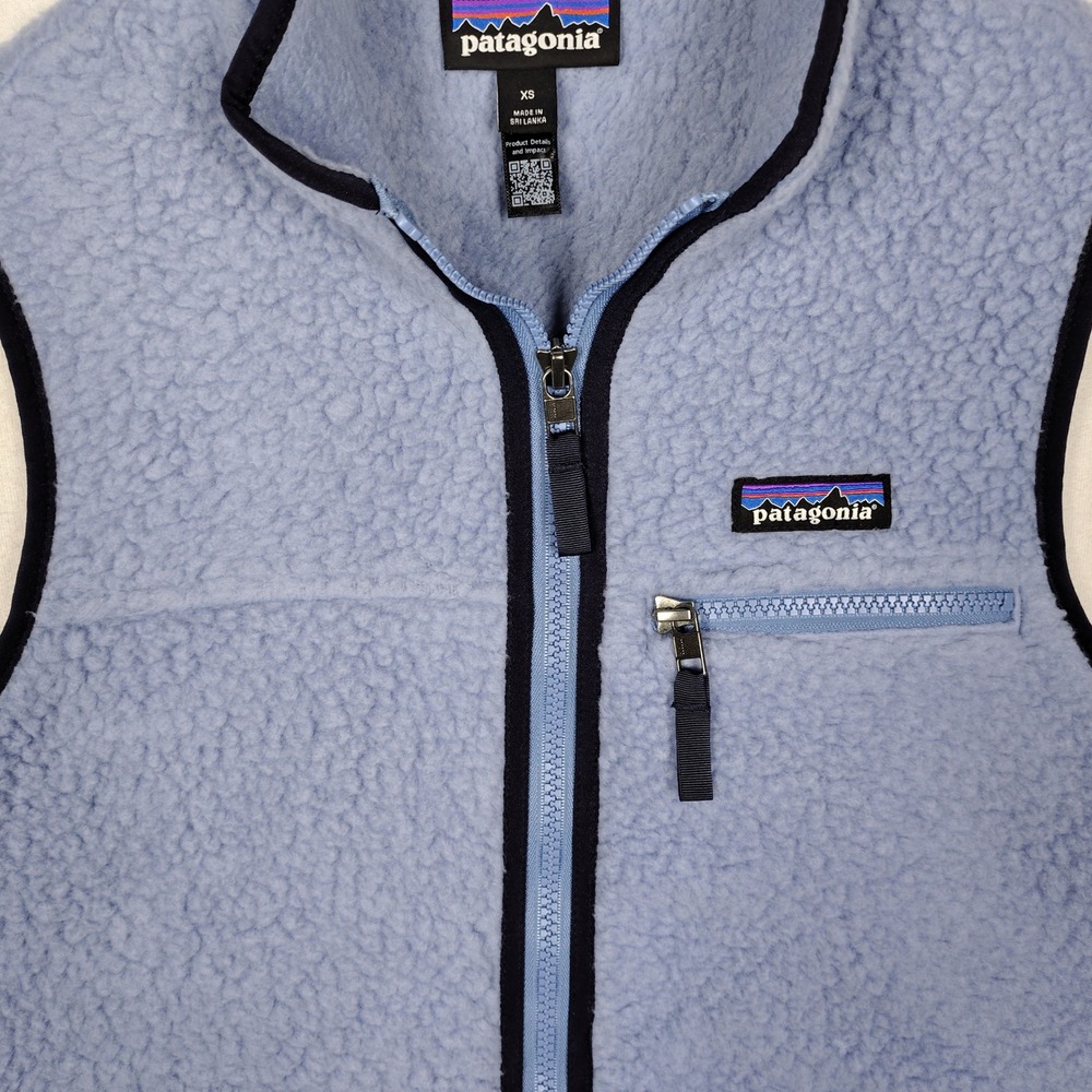 Patagonia Retro Pile Fleece Vest Light Blue Full Zip 22826 XS